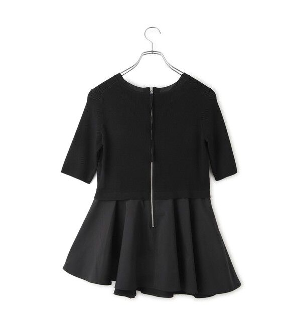 ADAM ET ROPE'「【サステナブル】ペプラムコンビハーフスリーブニット」|ニット・セーター|