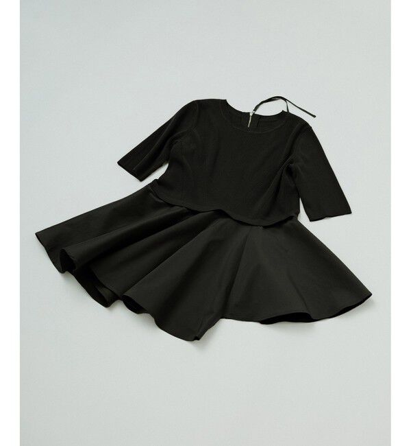 ADAM ET ROPE'「【サステナブル】ペプラムコンビハーフスリーブニット」|ニット・セーター|