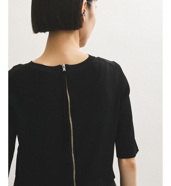 ADAM ET ROPE'「【サステナブル】ペプラムコンビハーフスリーブニット」|ニット・セーター|