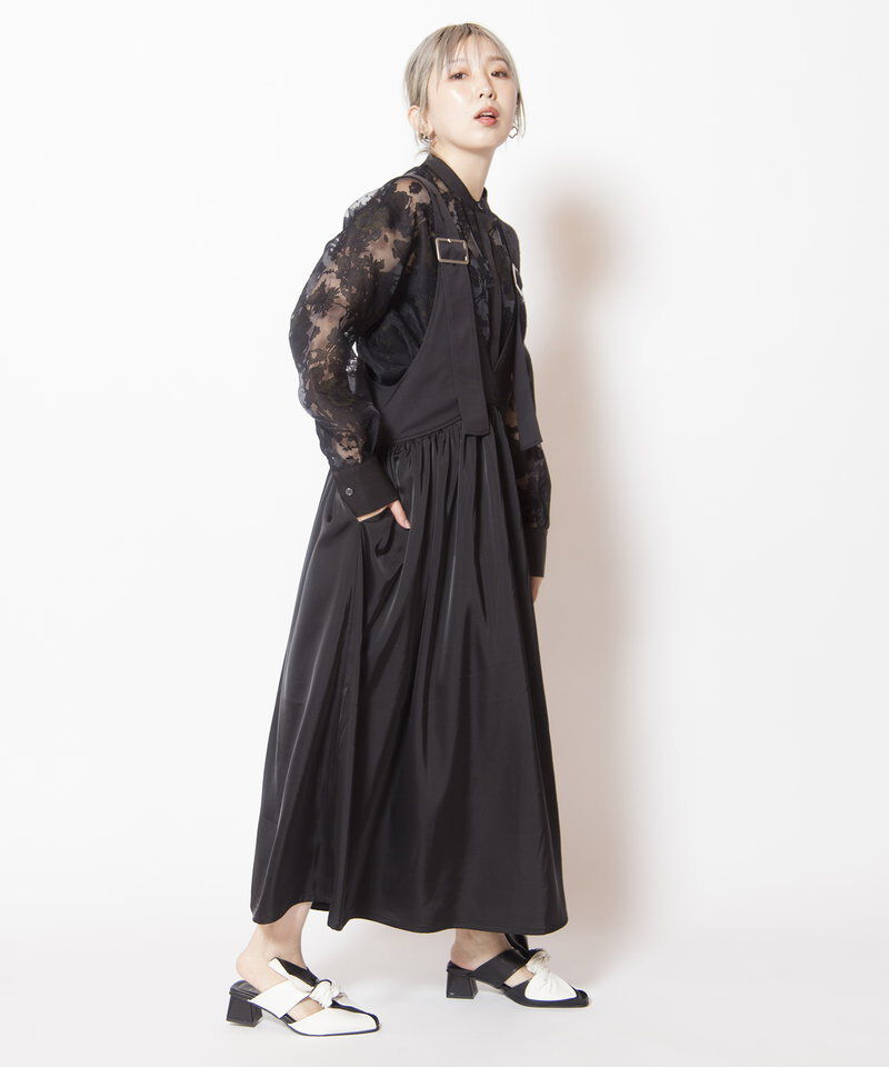  「ギャザーサロペットワンピース」|ワンピース|