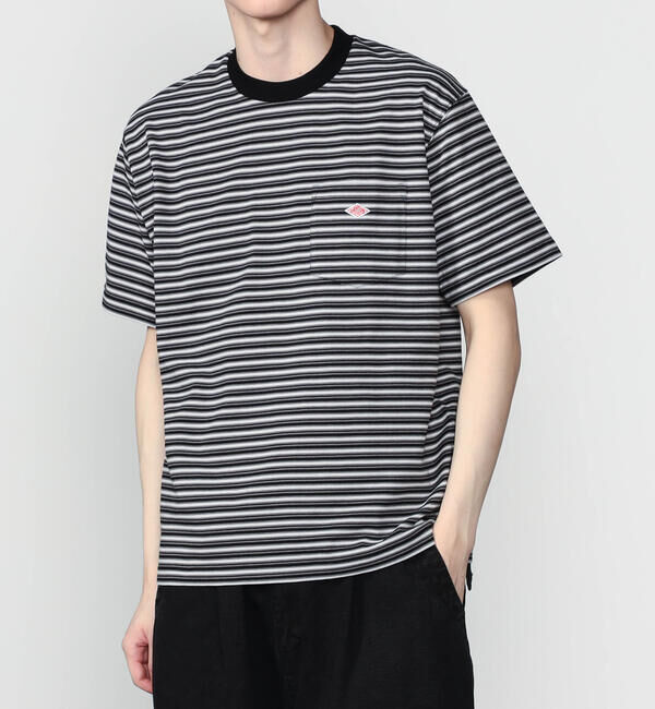 DANTON「DANTON | マルチボーダー ポケットクルーネックTシャツ MEN」|Tシャツ・カットソー|