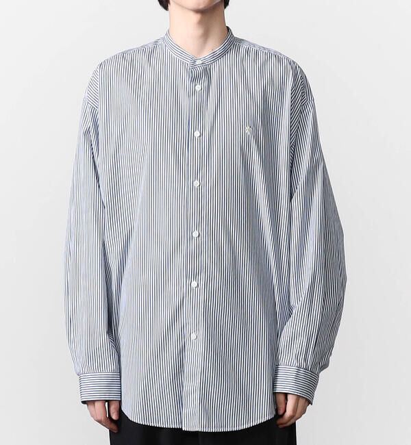 GYMPHLEX「Gymphlex | バンドカラー長袖シャツ STRIPE MEN」|シャツ・ブラウス|