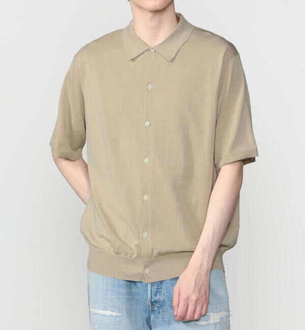  「RYE TENDER | 半袖 ニットシャツ MEN」|ポロシャツ|BEIGE