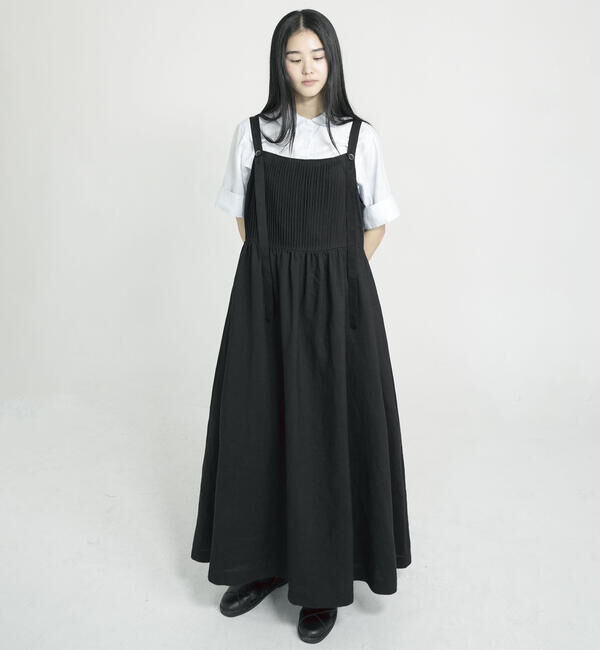  「eunoia | ピンタック ロングワンピース WOMEN」|ワンピース|BLACK