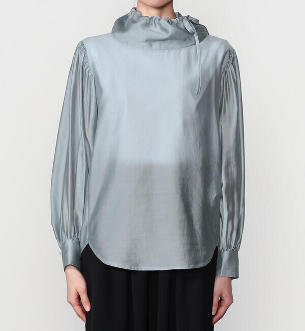  「eunoia | シャーリング ハイネックブラウス WOMEN」|シャツ・ブラウス|