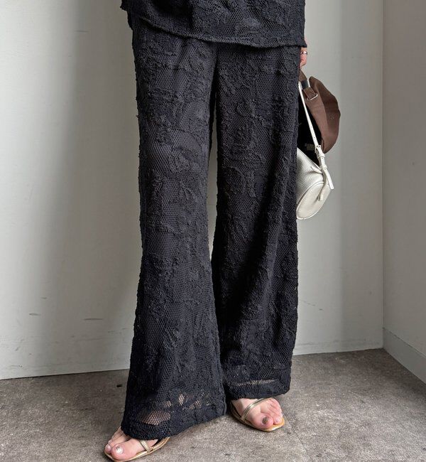  「【セットアップ可能】メッシュレースパンツ」|チノ|ブラック