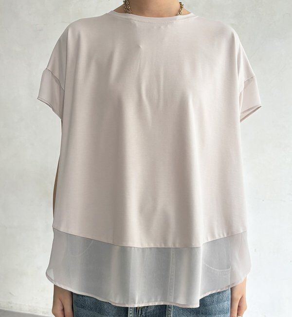  「【WEB限定】シフォン切替トップス」|シャツ・ブラウス|