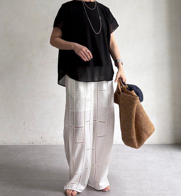  「【WEB限定】シフォン切替トップス」|シャツ・ブラウス|