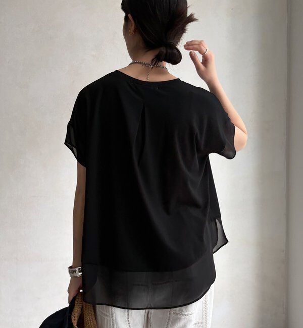  「【WEB限定】シフォン切替トップス」|シャツ・ブラウス|