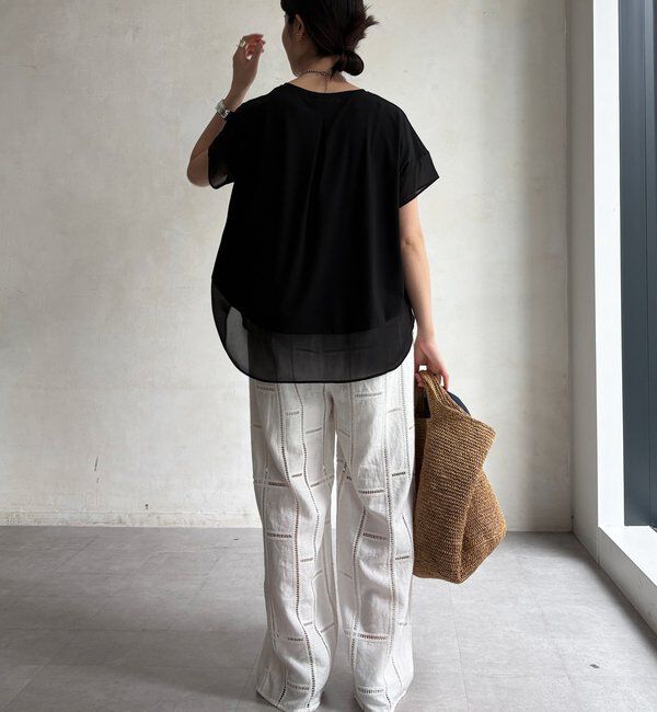  「【WEB限定】シフォン切替トップス」|シャツ・ブラウス|