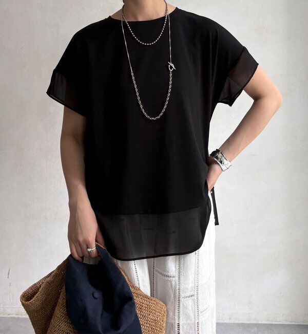  「【WEB限定】シフォン切替トップス」|シャツ・ブラウス|