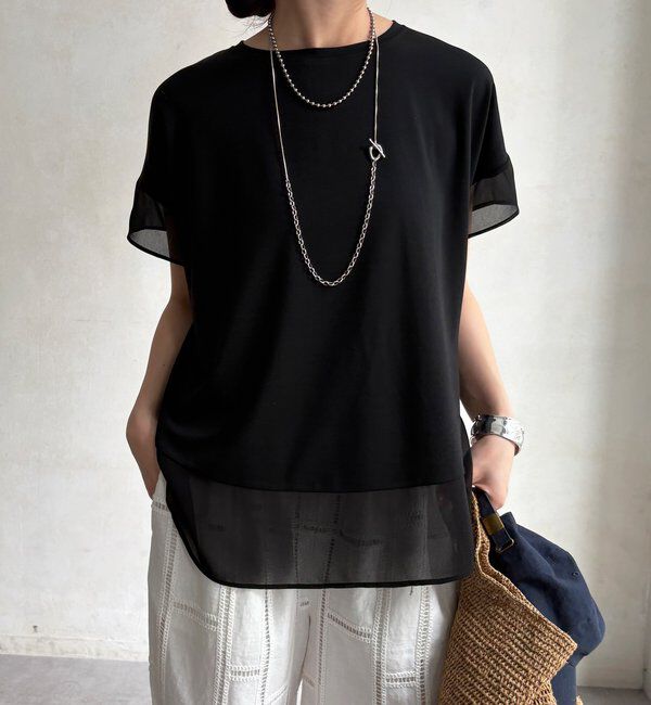  「【WEB限定】シフォン切替トップス」|シャツ・ブラウス|