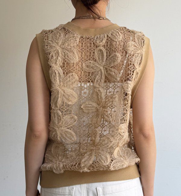  「【WEB限定】かぎ編み風レースベスト」|シャツ・ブラウス|