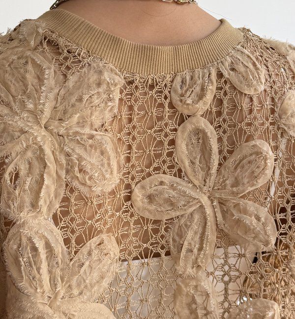  「【WEB限定】かぎ編み風レースベスト」|シャツ・ブラウス|