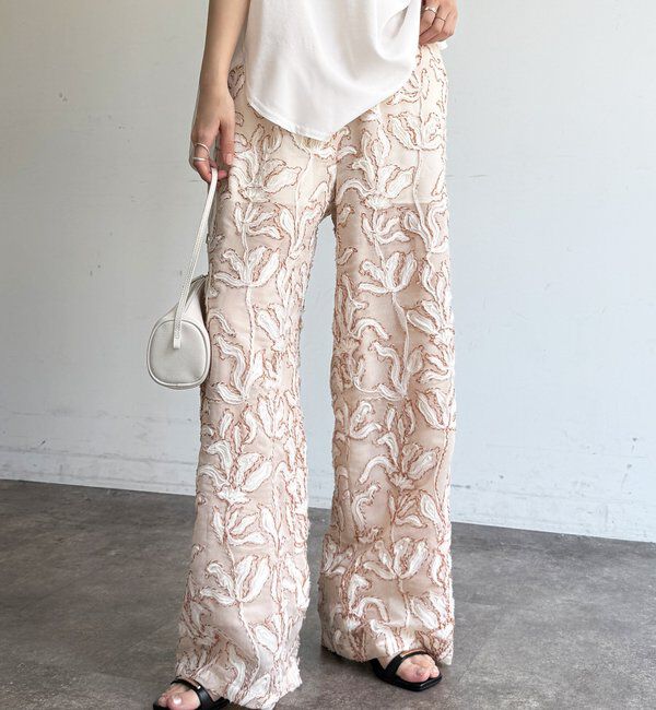  「【WEB限定】ジャガード刺繍イージーパンツ」|チノ|