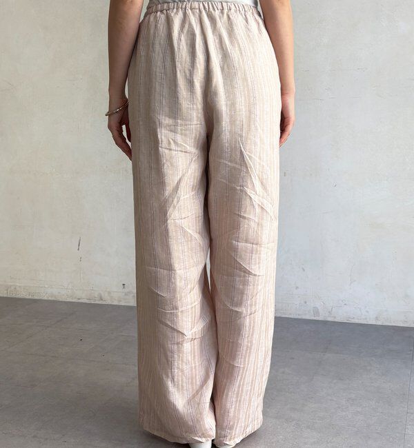  「リネン混ストライプストール付パンツ」|チノ|