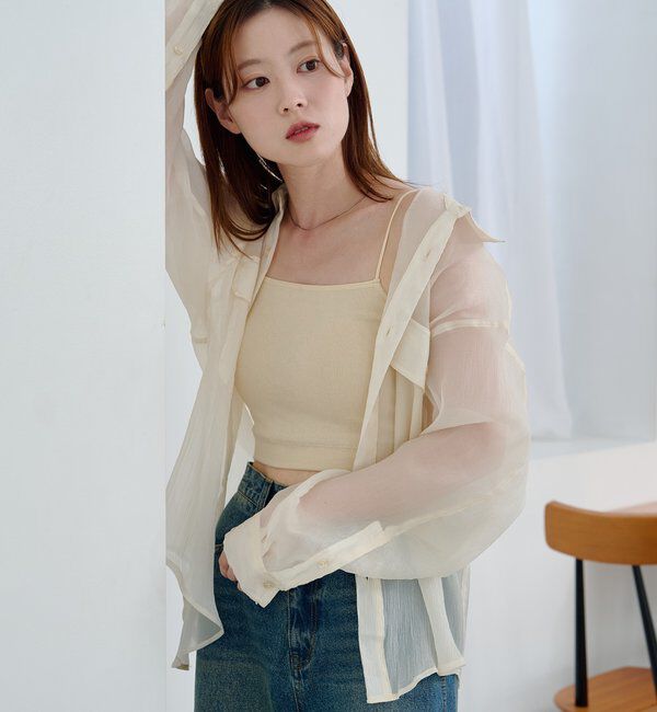  「【S.Lサイズ】オーガンジークレープシャツ」|シャツ・ブラウス|アイボリー