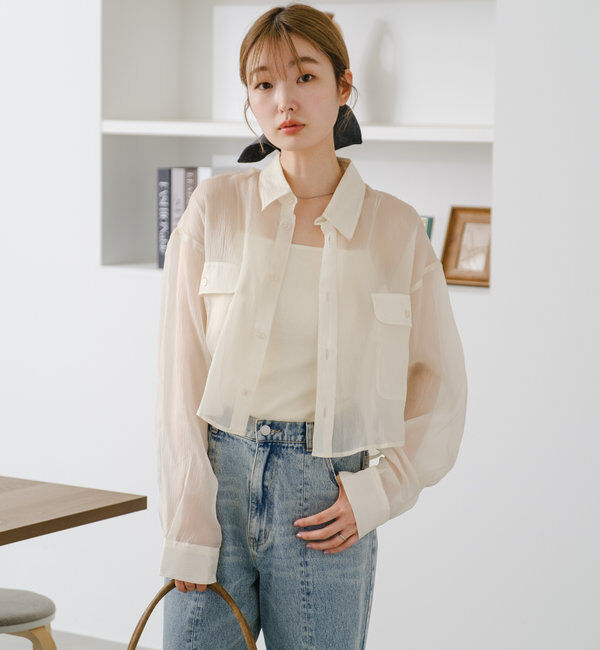  「【S.Lサイズ】オーガンジークレープシャツ」|シャツ・ブラウス|