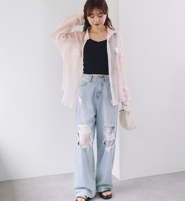  「【S.Lサイズ】オーガンジークレープシャツ」|シャツ・ブラウス|