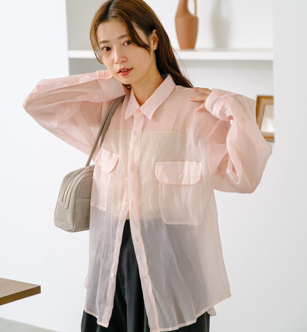  「【S.Lサイズ】オーガンジークレープシャツ」|シャツ・ブラウス|