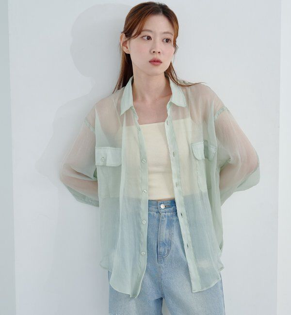  「【S.Lサイズ】オーガンジークレープシャツ」|シャツ・ブラウス|