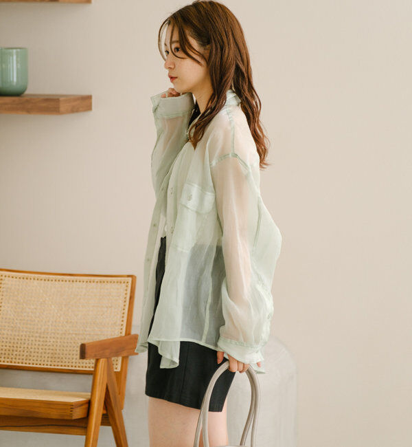  「【S.Lサイズ】オーガンジークレープシャツ」|シャツ・ブラウス|