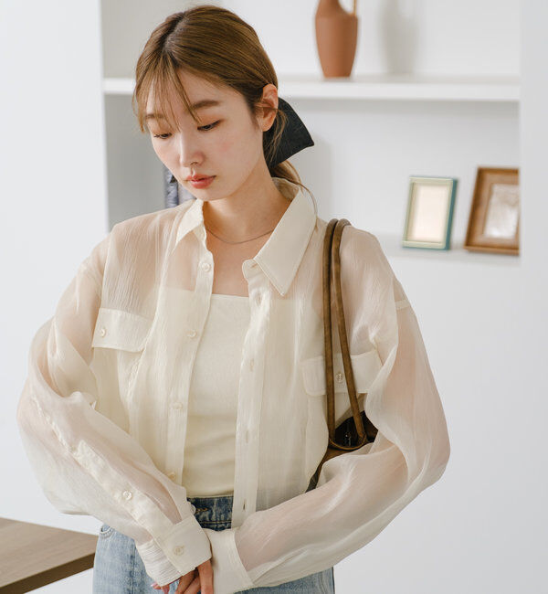  「【S.Lサイズ】オーガンジークレープシャツ」|シャツ・ブラウス|