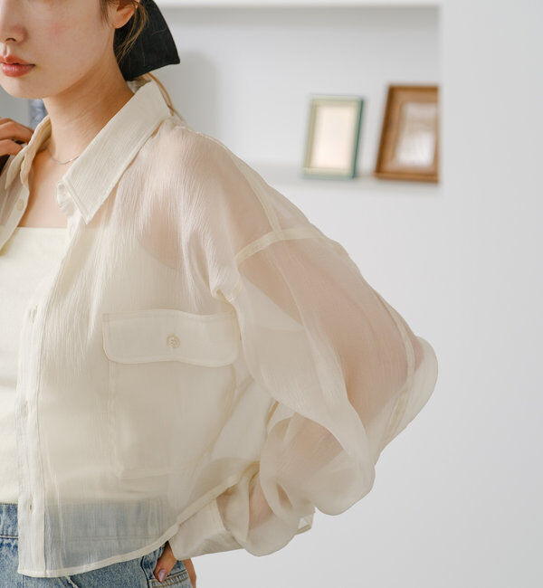  「【S.Lサイズ】オーガンジークレープシャツ」|シャツ・ブラウス|