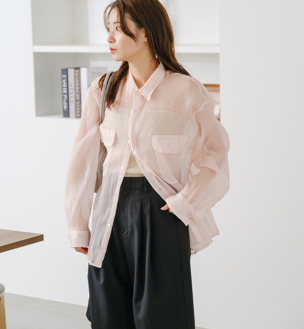  「【S.Lサイズ】オーガンジークレープシャツ」|シャツ・ブラウス|