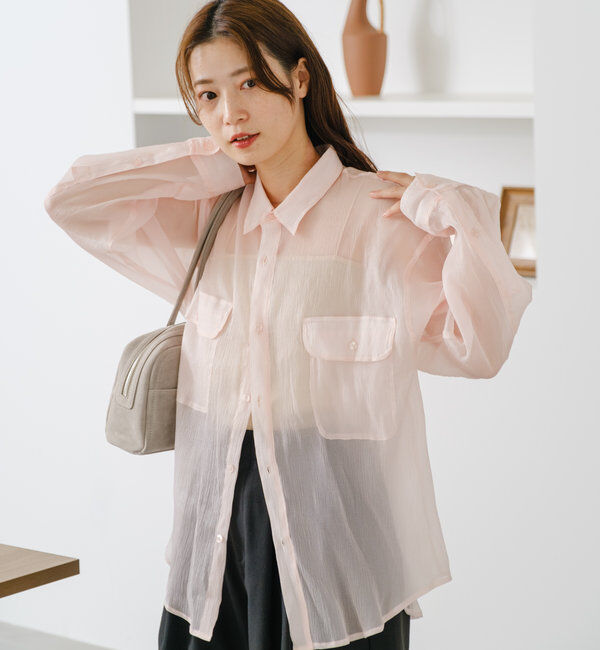  「【S.Lサイズ】オーガンジークレープシャツ」|シャツ・ブラウス|