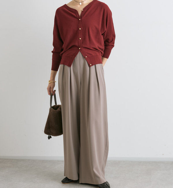  「【ウォッシャブル】【シーズンレスで使える】タックワイドスラックス」|チノ|