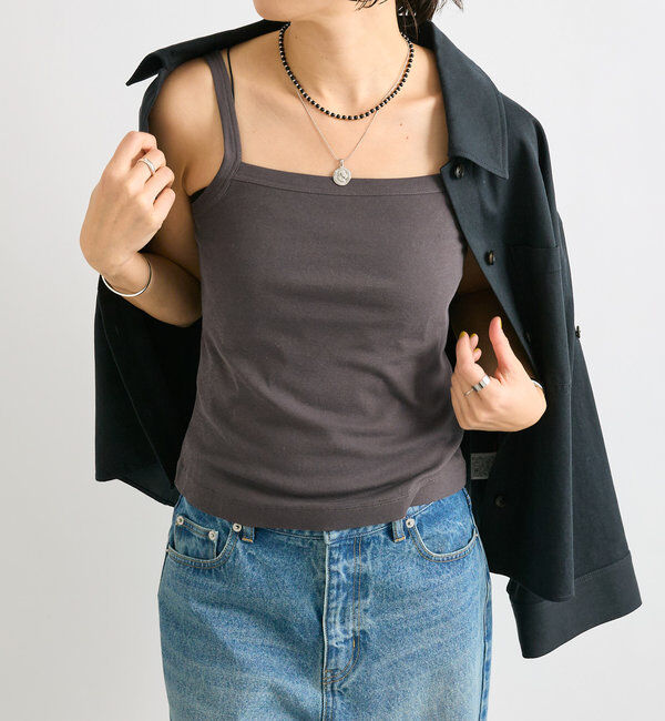  「【MYSELFbyRD（マイセルフバイリヴドロワ）】クラシックキャミ」|キャミソール|チャコールグレー