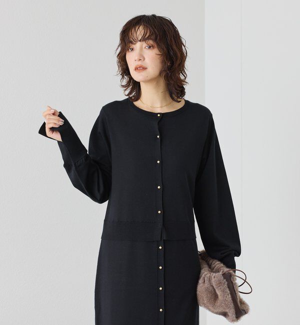  「【羽織としても使える】レイヤードニットワンピース」|ワンピース|