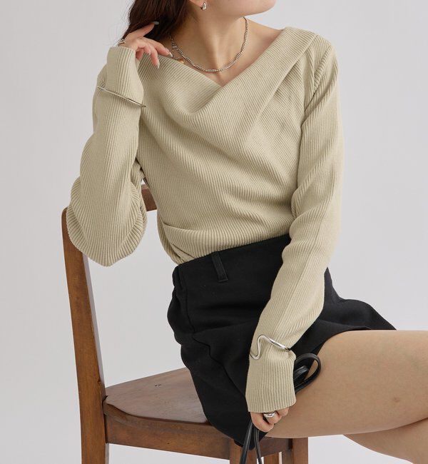  「オフショルリブニット」|ニット・セーター|