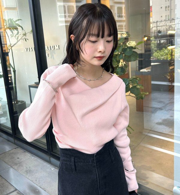  「オフショルリブニット」|ニット・セーター|