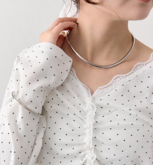  「ギャザーレースリブカーディガン」|Tシャツ・カットソー|