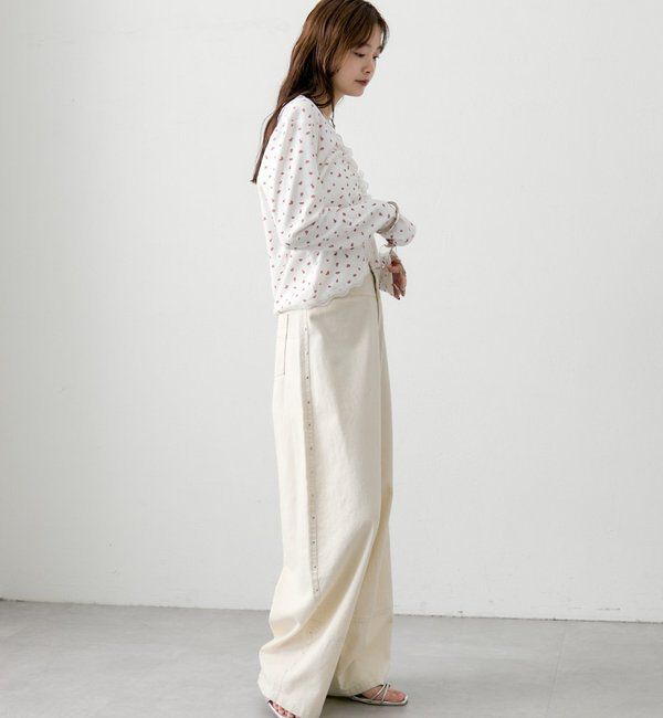  「ギャザーレースリブカーディガン」|Tシャツ・カットソー|