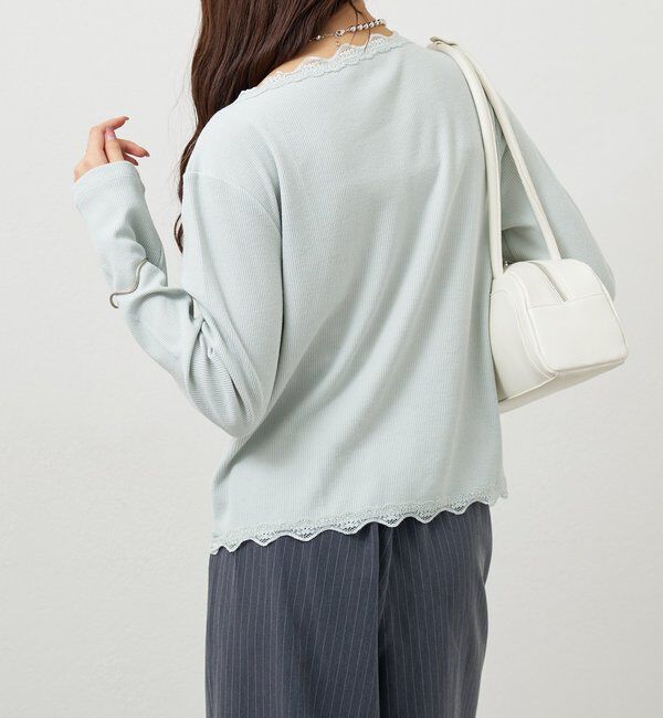  「ギャザーレースリブカーディガン」|Tシャツ・カットソー|