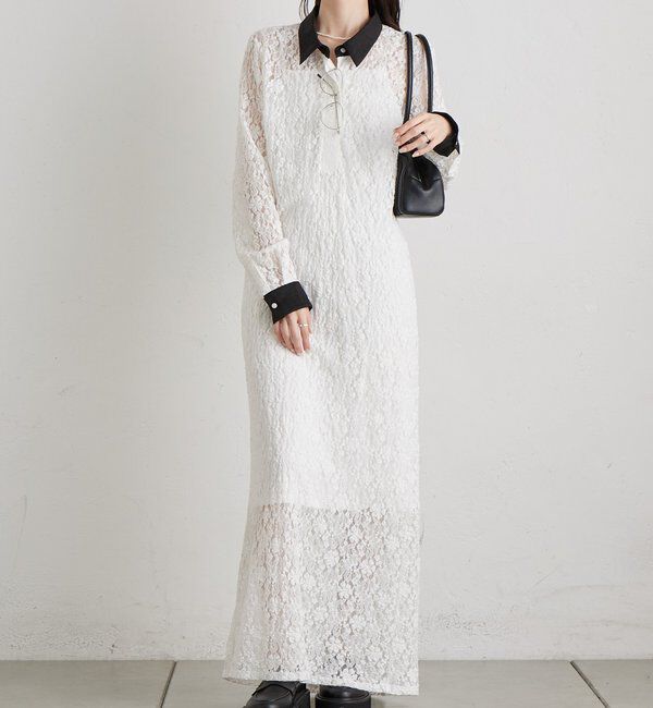  「襟付きレースワンピース」|ワンピース|