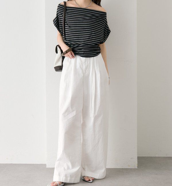  「サイドギャザーオフショルTシャツ」|Tシャツ・カットソー|