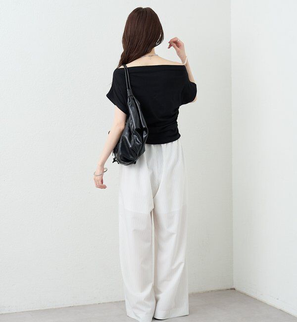  「サイドギャザーオフショルTシャツ」|Tシャツ・カットソー|