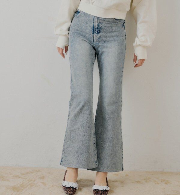  「レースデザインフレアデニム」|デニム|