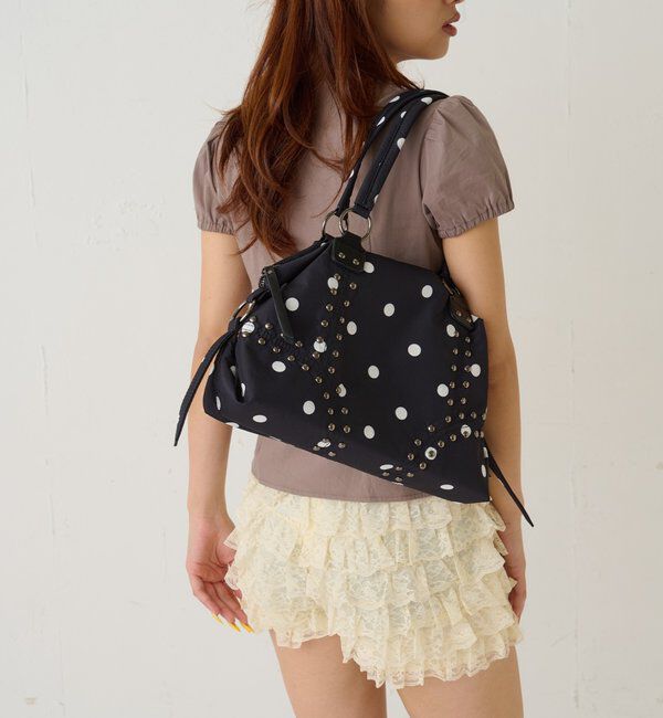  「スタッズショルダーバッグ（無地/ドット柄）」|トートバッグ|