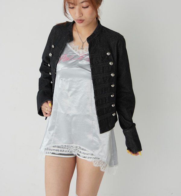  「ロゴサテンキャミワンピ(ドット柄/無地)」|ワンピース|