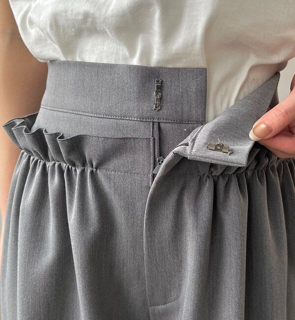  「【低身長サイズあり】ギャザーフリルパンツ」|チノ|
