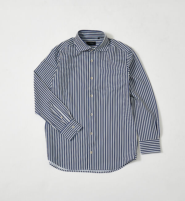 ABAHOUSE「【FLEX SHIRTS】マルチストレッチ ストライプ ジャージーシャツ」|シャツ・ブラウス|ネイビー