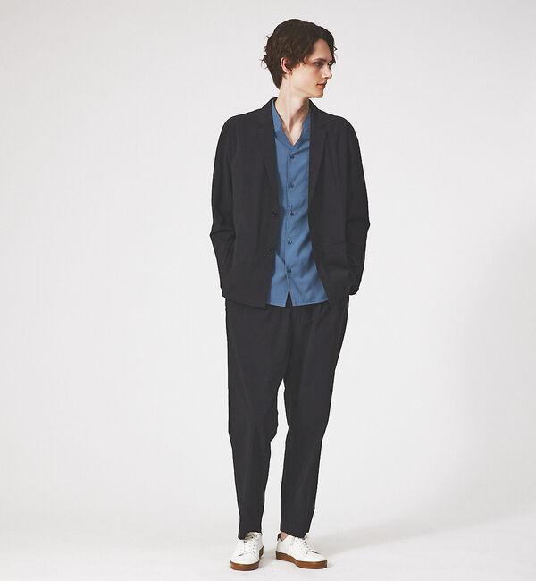 ABAHOUSE「【定番】ノーカラー Vネック 半袖シャツ」|シャツ・ブラウス|