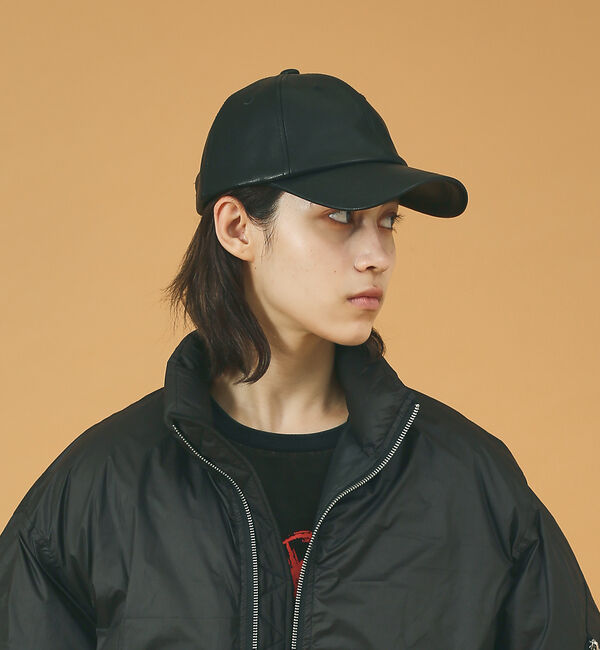ABAHOUSE「【RUBEN/ルーベン】FAKE LEATHER CAP/フェイクレザーキャップ」|その他|ブラック