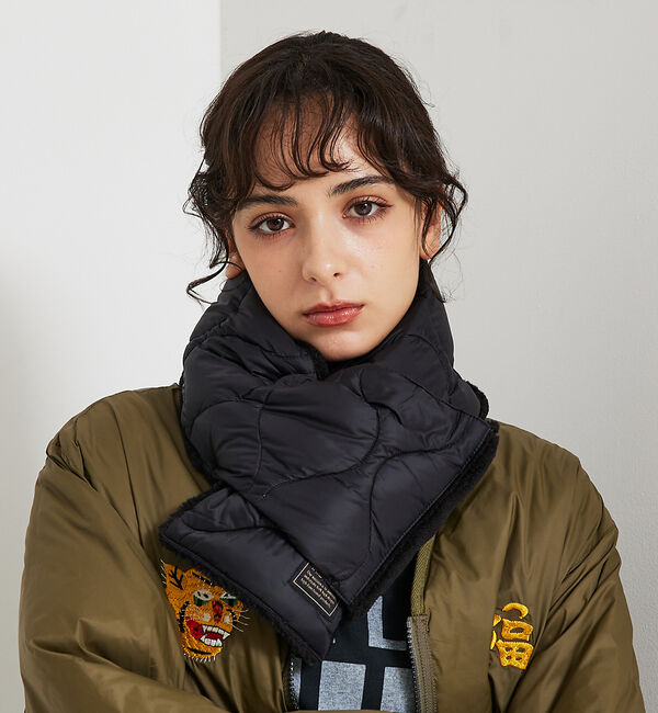 ABAHOUSE「【WEB限定】TAION/タイオン リバーシブル ダウンマフラー-ソフトシェルR」|マフラー|ブラック