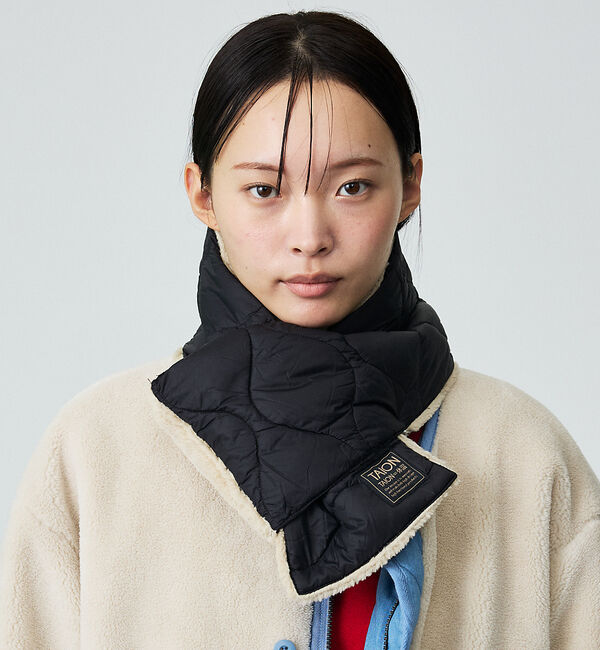 ABAHOUSE「【WEB限定】TAION/タイオン リバーシブル ダウンマフラー-ソフトシェルR」|マフラー|ブラック系その他1